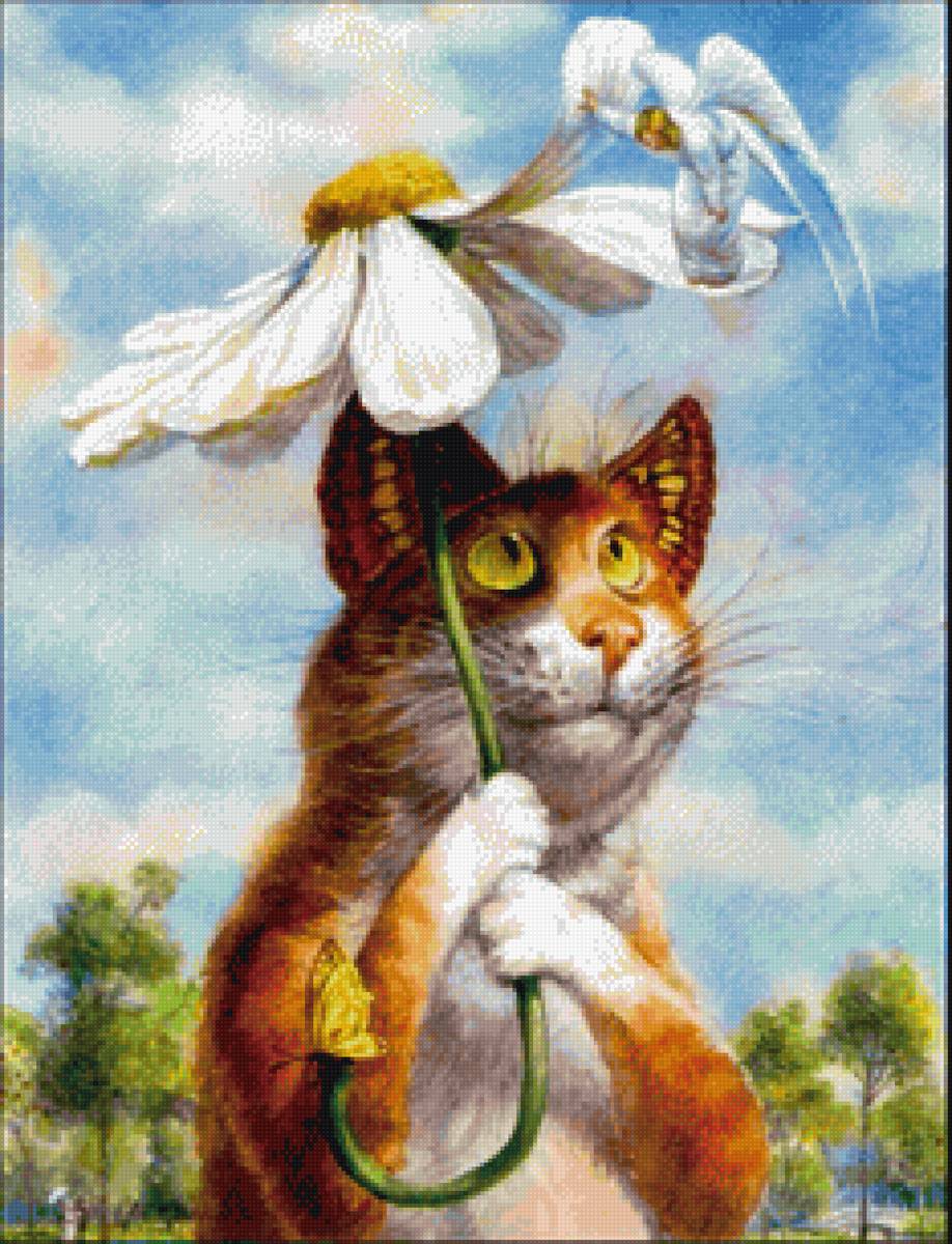 кот и ангел - кот, забавные коты, ангел - предпросмотр