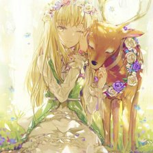 Схема вышивки «Девушка и олень»