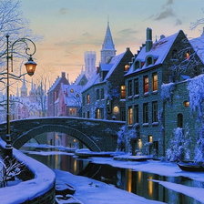 Схема вышивки «Зимний вечер в Брюгге»