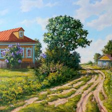 Схема вышивки «На краю села. Роман Федосеенко»