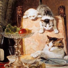 Схема вышивки «Ловкость лап - детишкам завтрак»