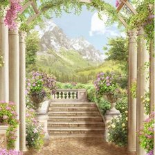 Схема вышивки «Лестница под аркой»