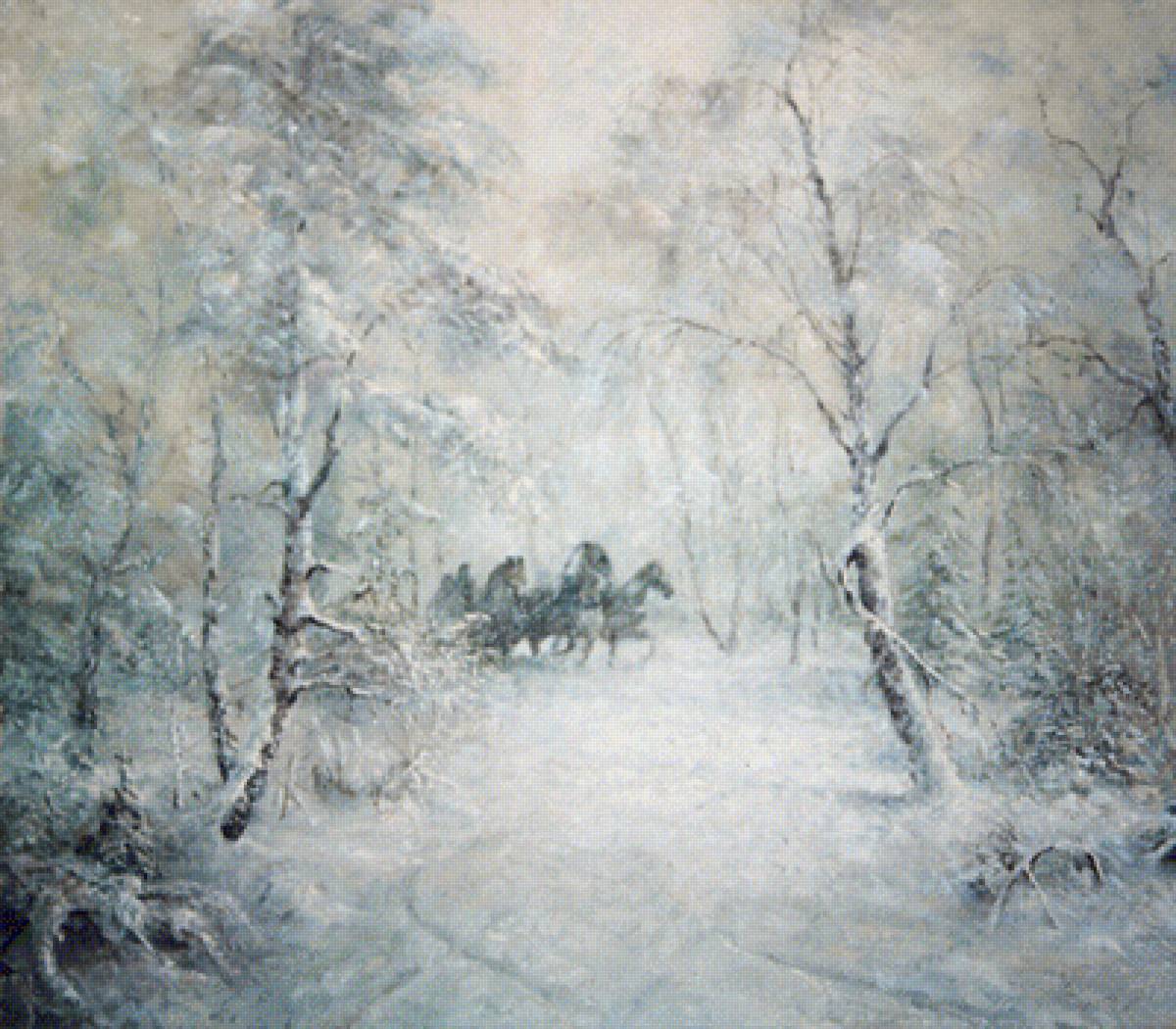 тройка - зима, картина - предпросмотр