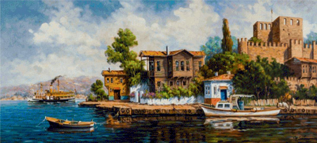 Istanbul Bosphorus - painting, istanbul, bosphorus - предпросмотр