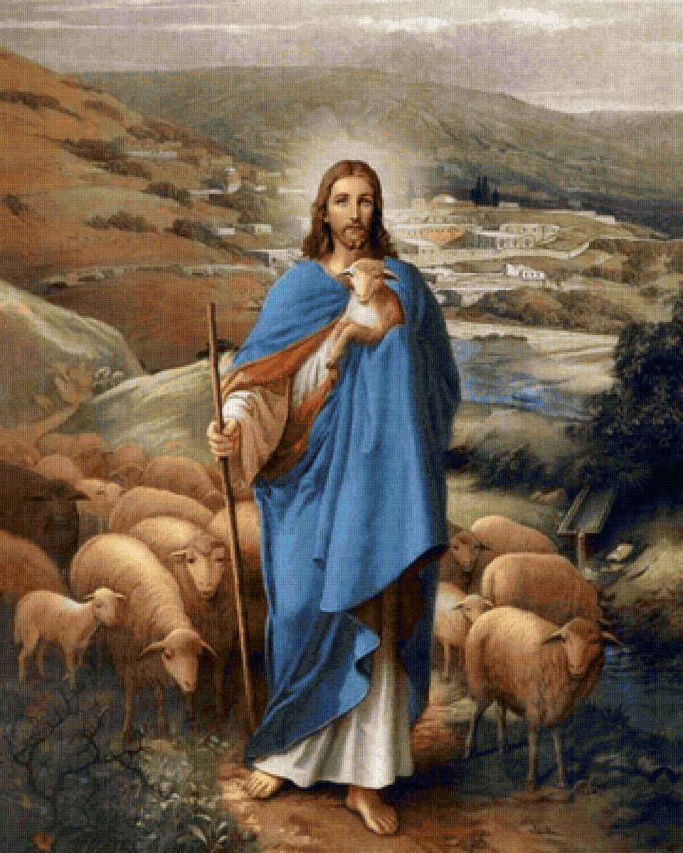 O Pastor co suas ovelhas. - ovelhas, santo., pastor - предпросмотр