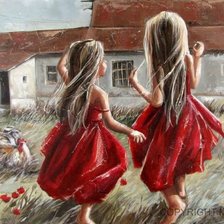 Схема вышивки «Деревенские подружки»