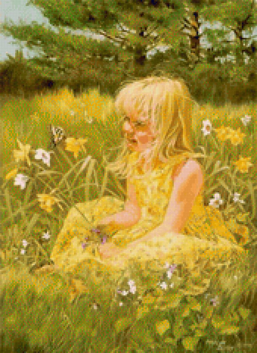 Солнечная девочка - девочка. поляна. цветы - предпросмотр