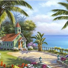 Схема вышивки «Capela com vista para o mar.»