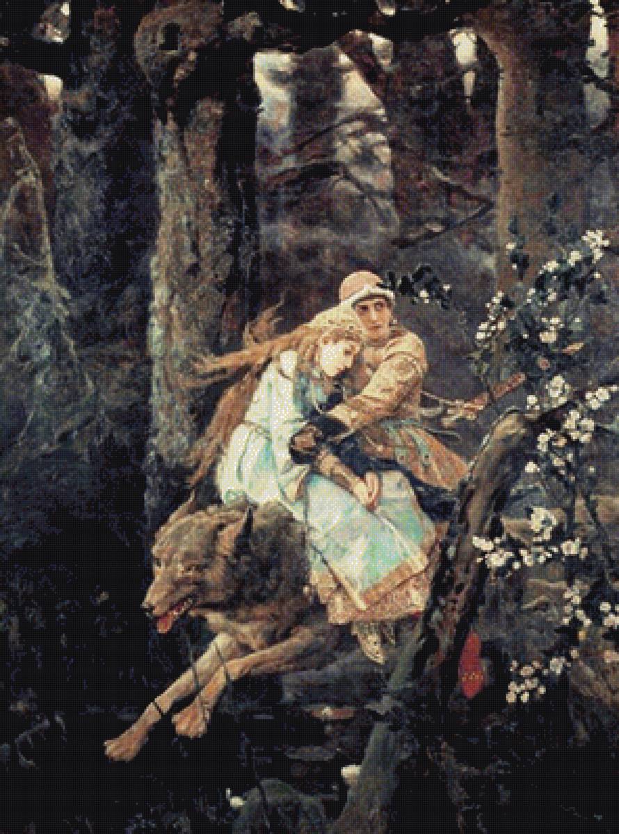 Иван царевич и серый волк - живопись - предпросмотр