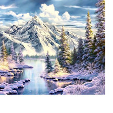 Схема вышивки «зима в горах»