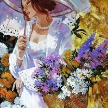 Схема вышивки «Dama com flores.»