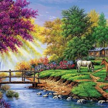 Схема вышивки «Paisagens rural»