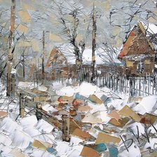 Схема вышивки «Деревенская улочка»