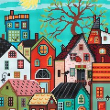Схема вышивки «Яркие домики»