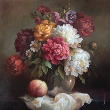 пионы и персик