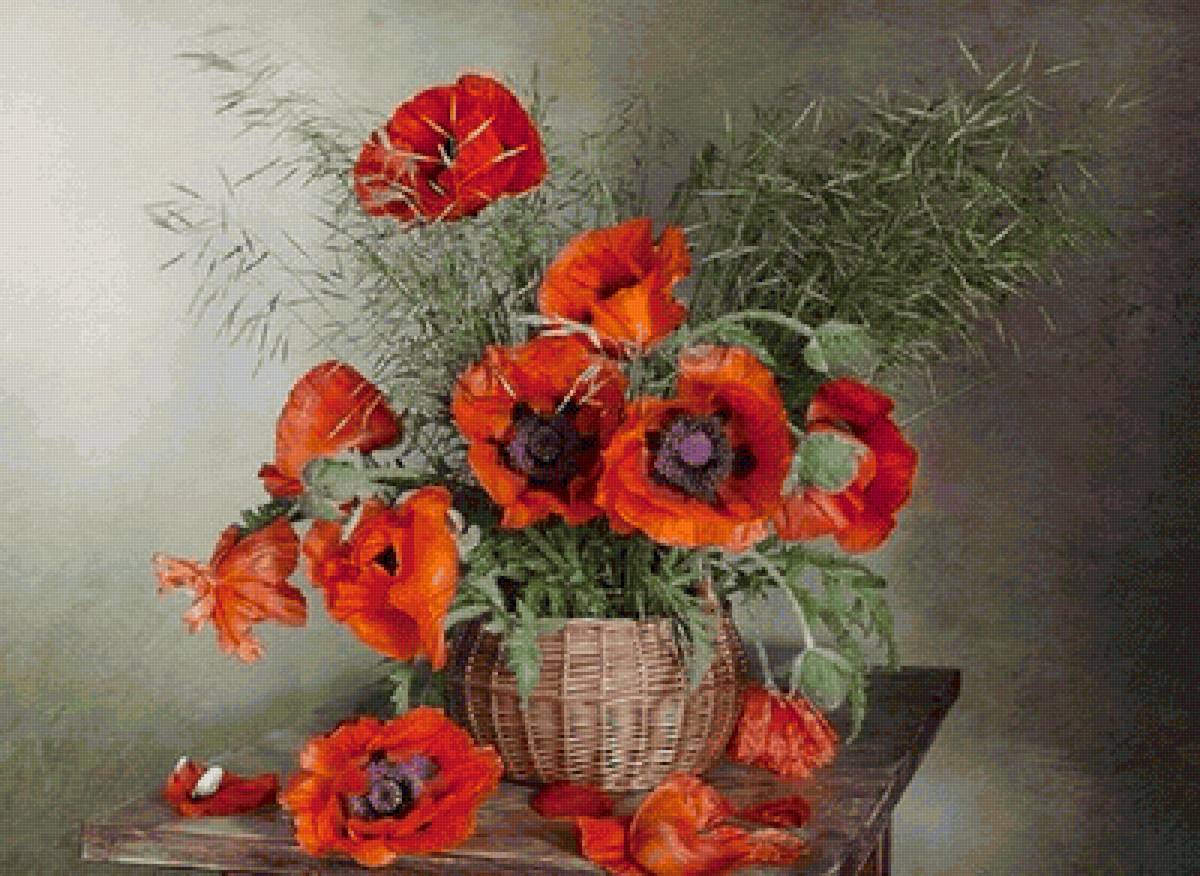 Cesta com flores. - flores. - предпросмотр