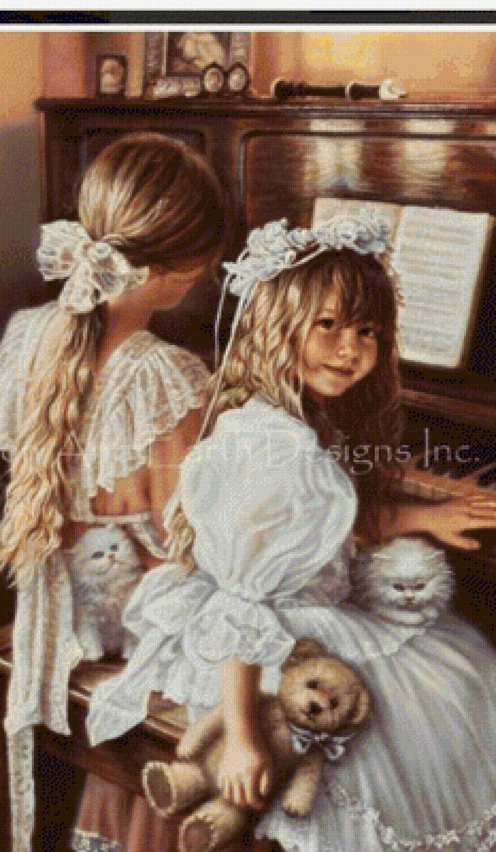 niñas en el piano - niñas - предпросмотр