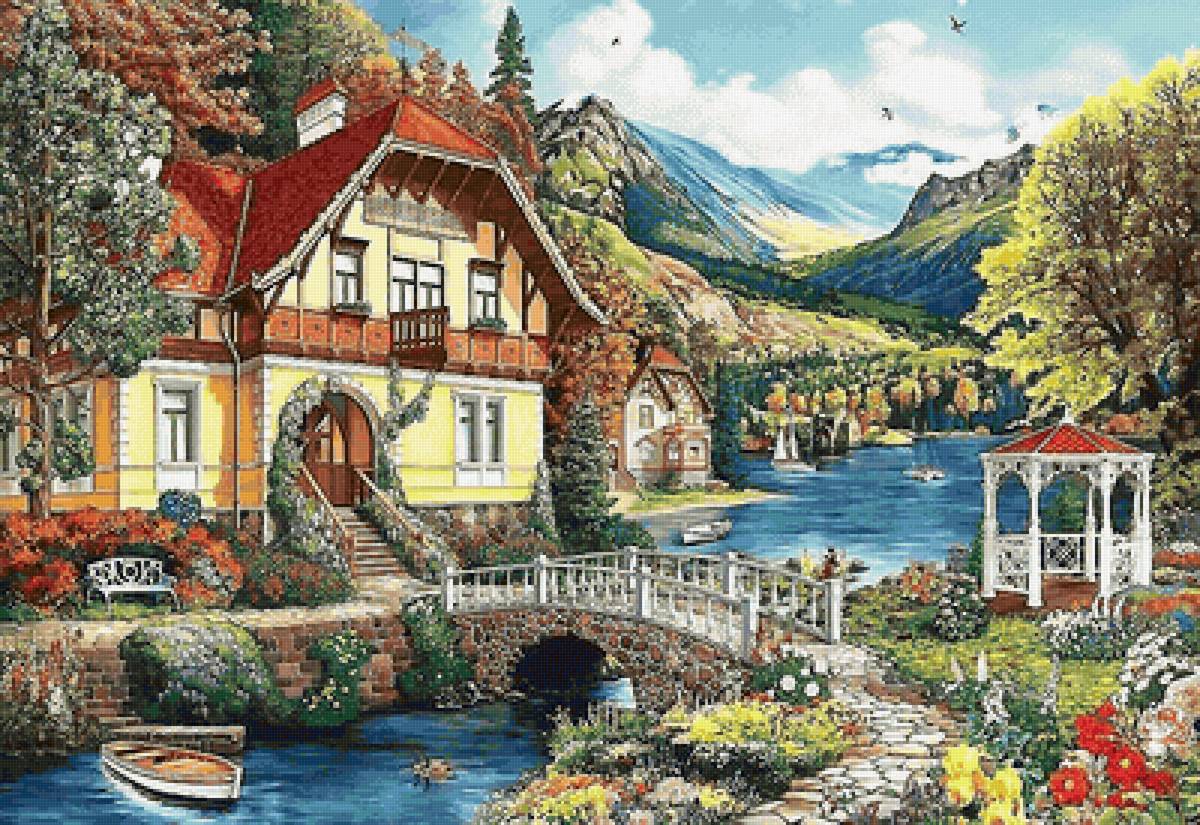 Дом мечты - дом, озеро, горы - предпросмотр