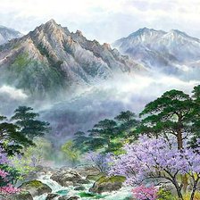 Схема вышивки «Горы»