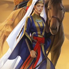 Схема вышивки «Mulher .nômade com seu cavalo.»