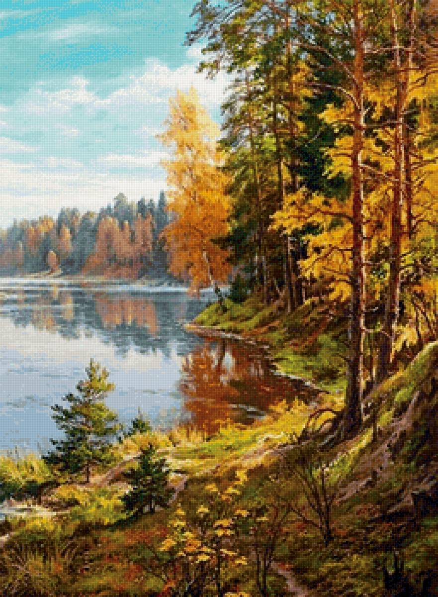 Пейзаж - пейзаж, лес, осень, река - предпросмотр