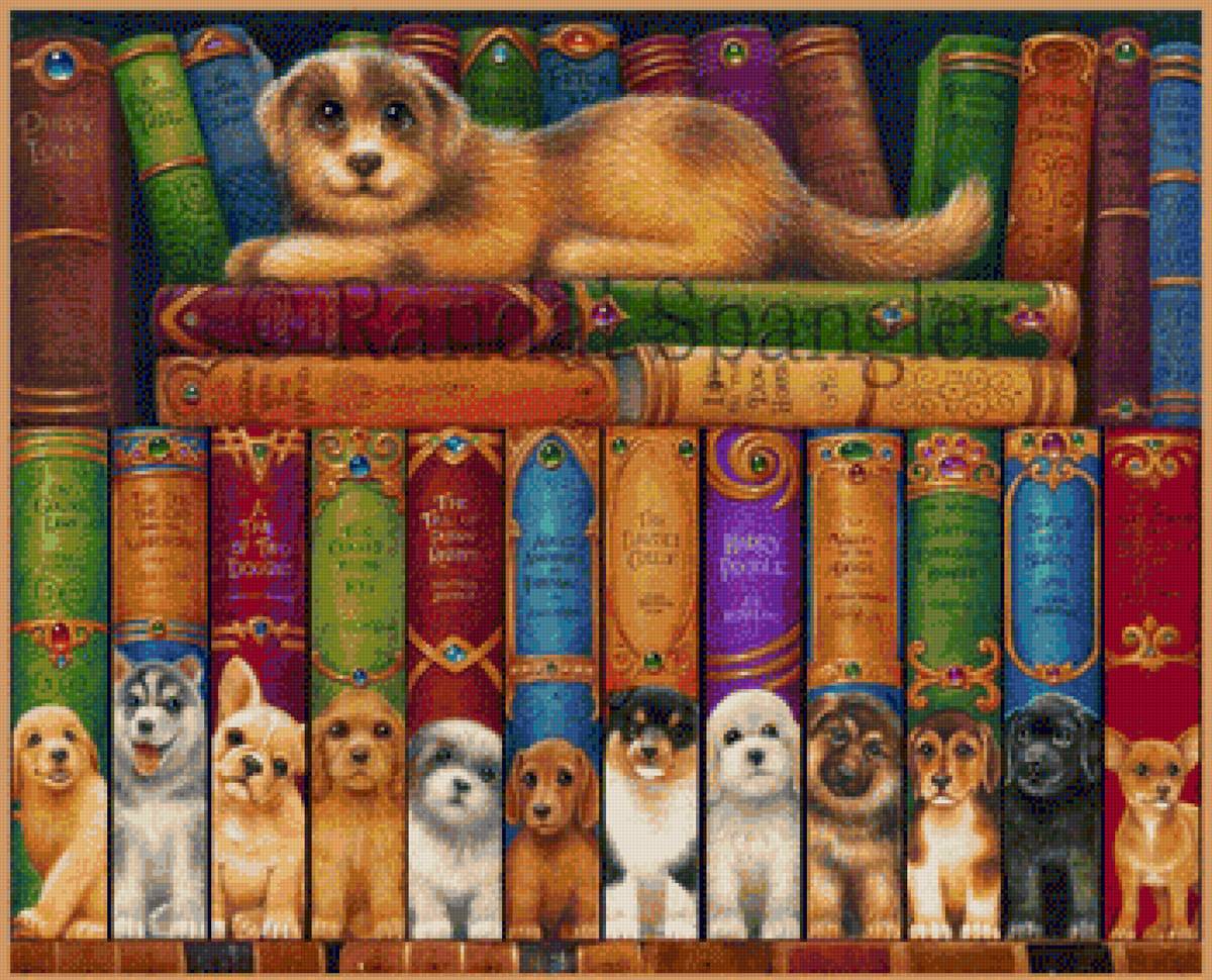 полка с книгами - книги животные - предпросмотр