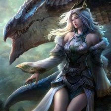 Схема вышивки «Девушка и дракон»