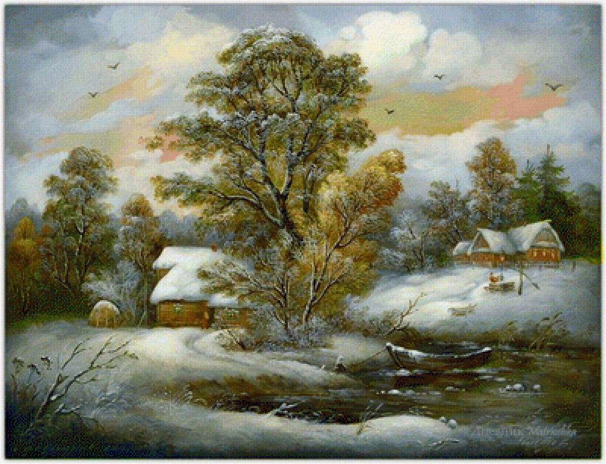 деревня зимой - предпросмотр