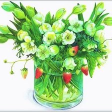 Схема вышивки «Букет с земляникой»