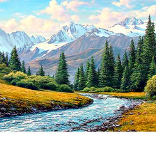 Схема вышивки «горный пейзаж»