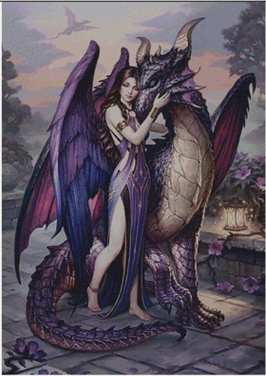 в гармонии - девушка дракон фентези - предпросмотр