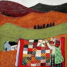 Схема вышивки «mujer tendiendo colcha patchword»