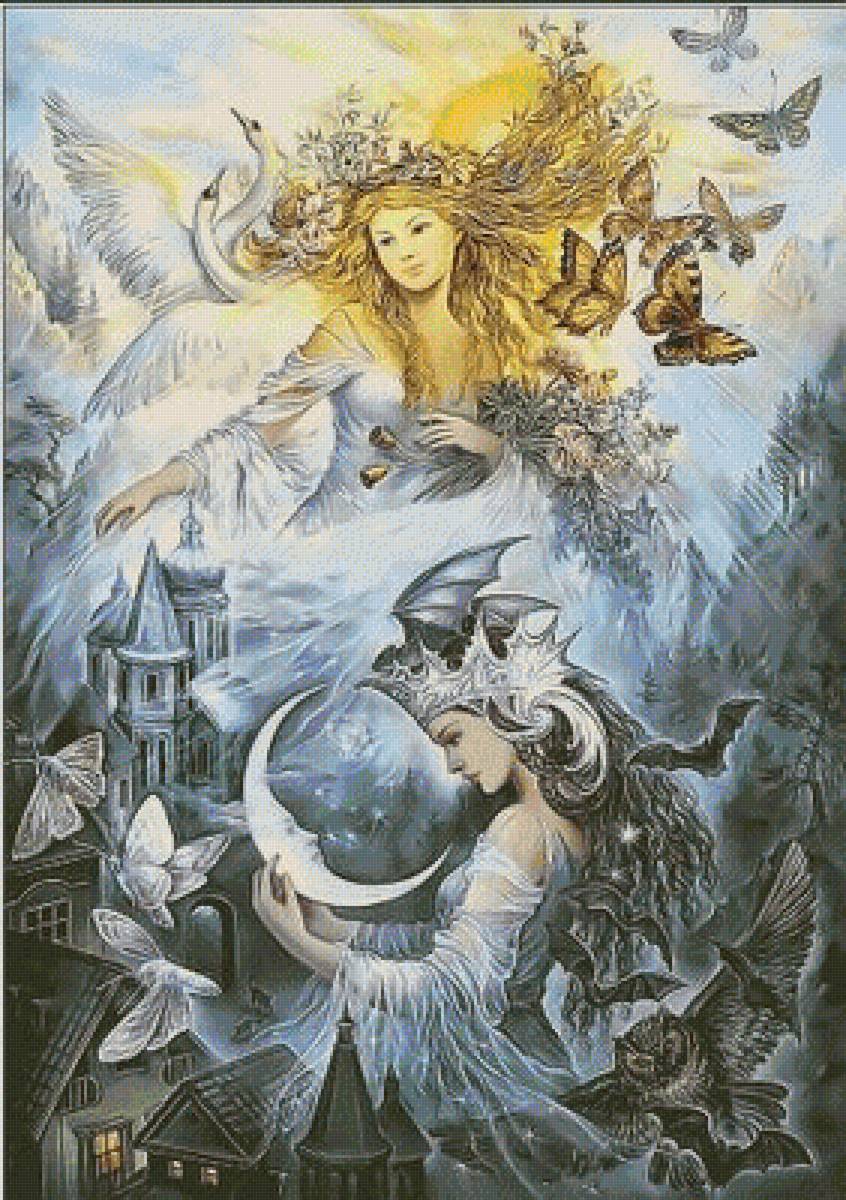 солнце и луна - фентези девушки - предпросмотр