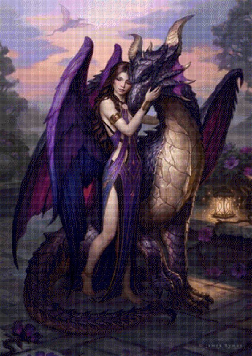 девушка с драконом - девушка дракон фентези - предпросмотр