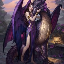 Схема вышивки «девушка с драконом»