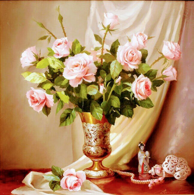 цветы в вазе - цветы ваза розы - оригинал