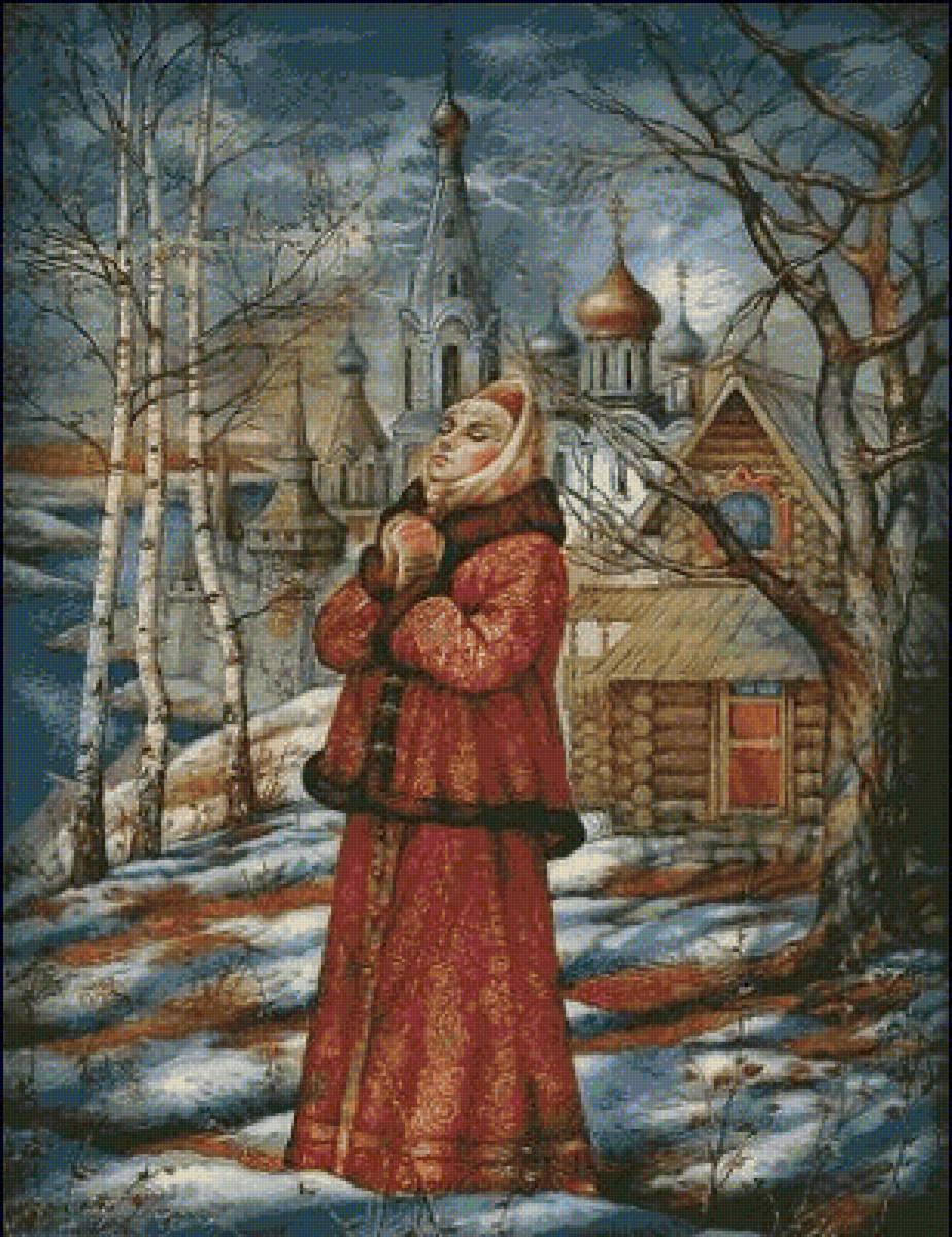 русская душа - девушка церковь зима - предпросмотр