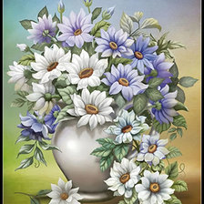 Схема вышивки «Маргаритки в вазе»