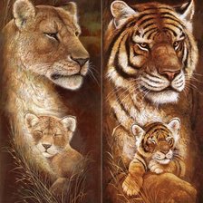 Схема вышивки «Collage- ЛЬВЫ,ТИГРЫ»
