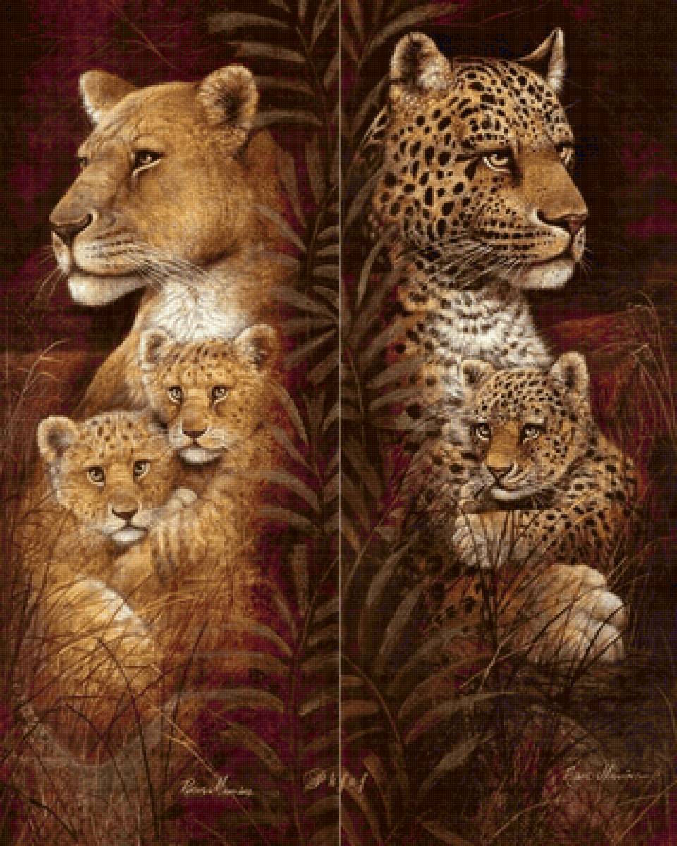 Collage-ЛЬВЫ,ЛЕОПАРДЫ - дикие животные - предпросмотр