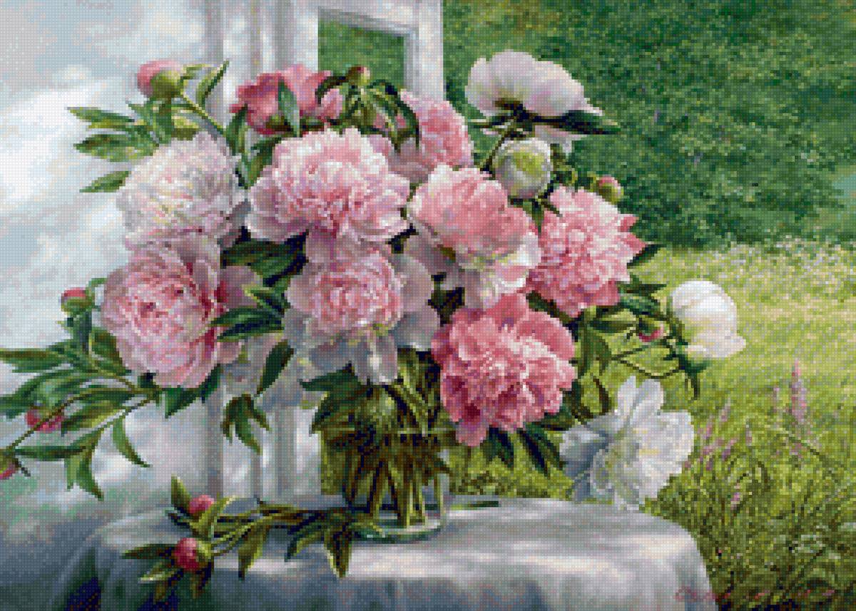 Пионы у окна - пионы - предпросмотр