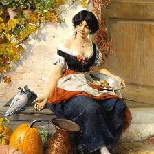 Девушка и голуби