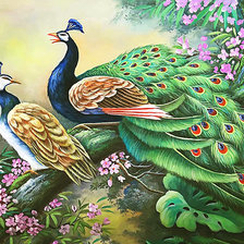 Схема вышивки «павлины»