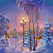 Luzes em noite de inverno.