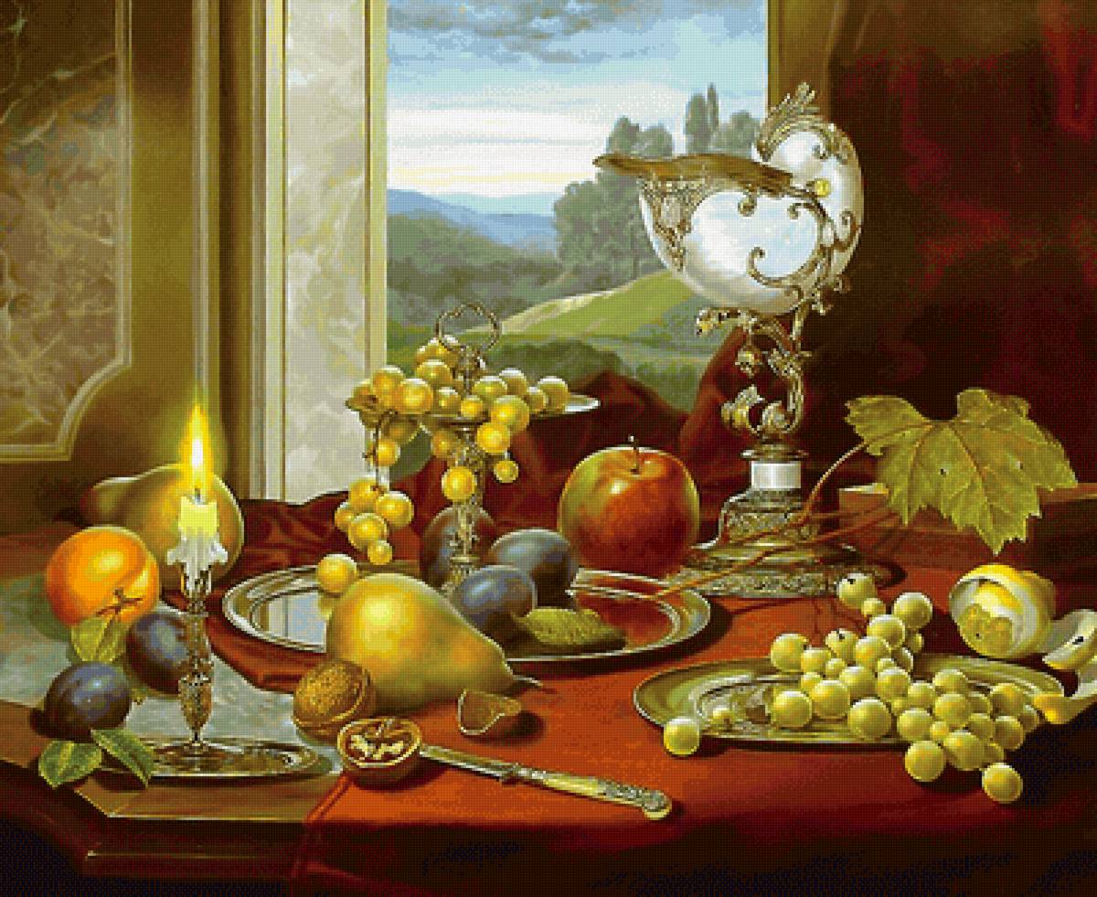 Серия "Натюрморты". - виноград, натюрморт, фрукты - предпросмотр