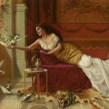 Схема вышивки «Девушка с голубями»