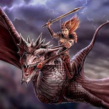 Схема вышивки «Девушка и дракон»