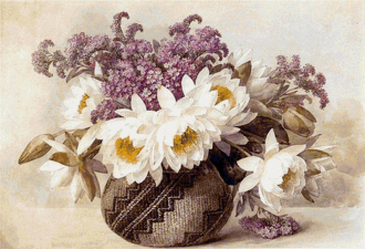 Водяные лилии - ваза, натюрморт, букет, цветы - предпросмотр