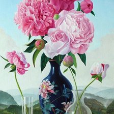 Схема вышивки «Peônias em um vaso .»