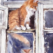 Схема вышивки «Котики в окне»